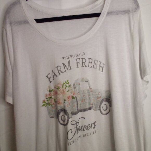 Maurices Shirt Women 3X Short Sleeve Simi Sheer Farm Fresh White - Picture 3 of 15
